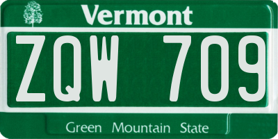VT license plate ZQW709