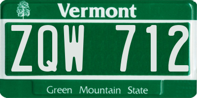 VT license plate ZQW712