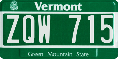VT license plate ZQW715