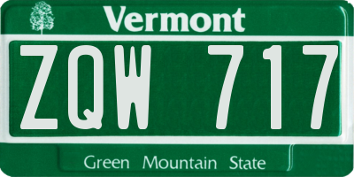 VT license plate ZQW717