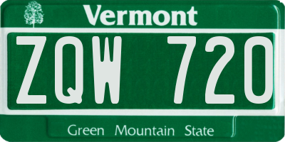VT license plate ZQW720