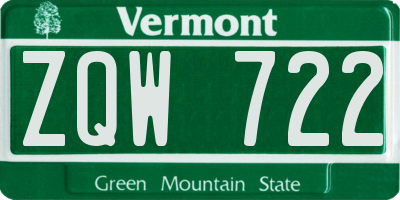 VT license plate ZQW722