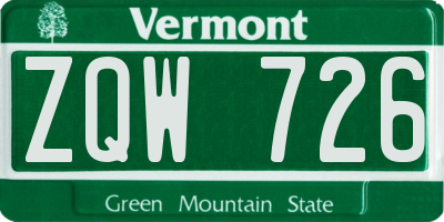 VT license plate ZQW726