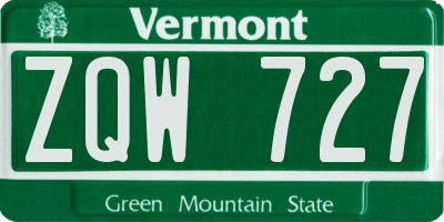 VT license plate ZQW727