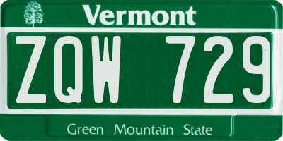 VT license plate ZQW729