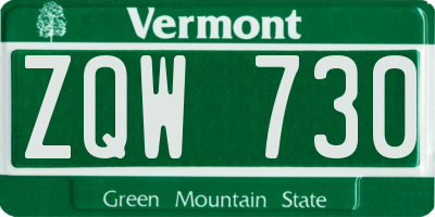 VT license plate ZQW730