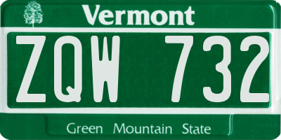 VT license plate ZQW732