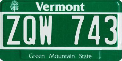 VT license plate ZQW743