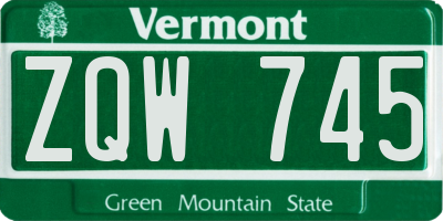 VT license plate ZQW745