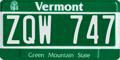 VT license plate ZQW747