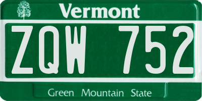 VT license plate ZQW752