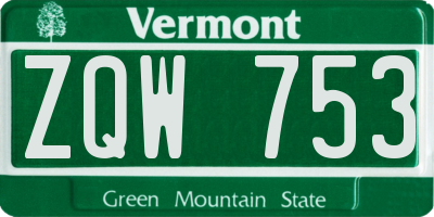 VT license plate ZQW753