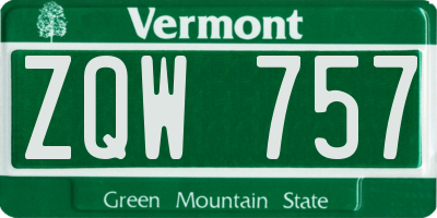 VT license plate ZQW757