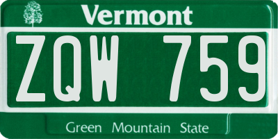 VT license plate ZQW759