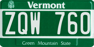 VT license plate ZQW760