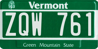 VT license plate ZQW761
