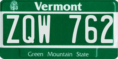 VT license plate ZQW762
