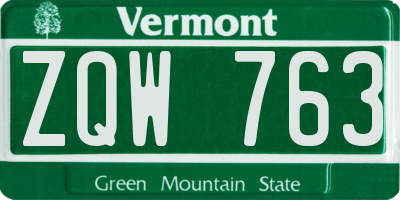 VT license plate ZQW763