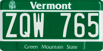 VT license plate ZQW765
