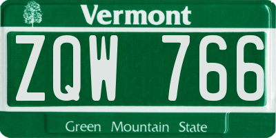 VT license plate ZQW766