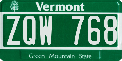 VT license plate ZQW768