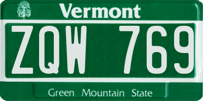 VT license plate ZQW769