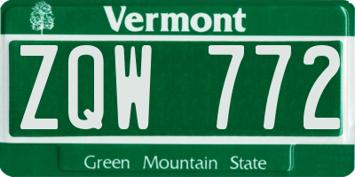VT license plate ZQW772
