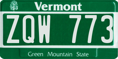 VT license plate ZQW773