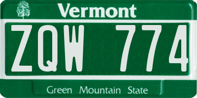 VT license plate ZQW774