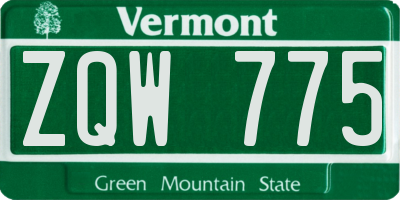 VT license plate ZQW775