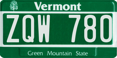 VT license plate ZQW780