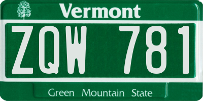 VT license plate ZQW781