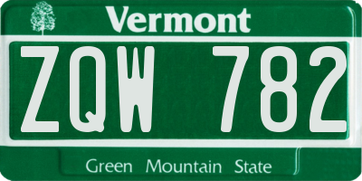 VT license plate ZQW782