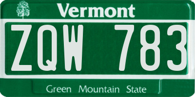 VT license plate ZQW783