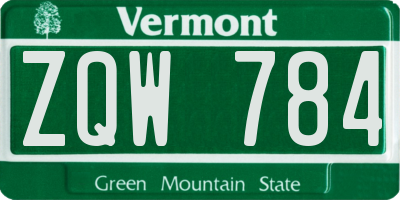 VT license plate ZQW784
