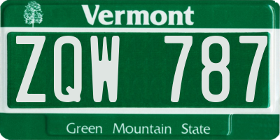 VT license plate ZQW787
