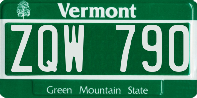 VT license plate ZQW790