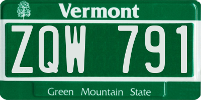 VT license plate ZQW791