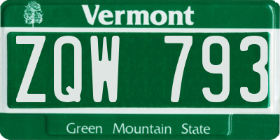 VT license plate ZQW793