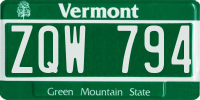 VT license plate ZQW794