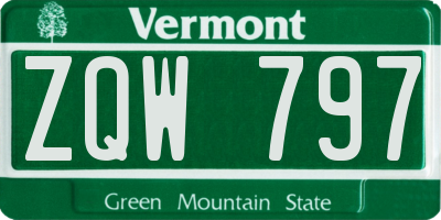 VT license plate ZQW797