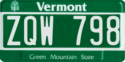 VT license plate ZQW798