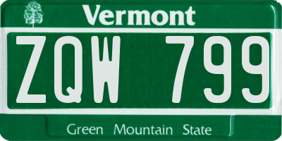 VT license plate ZQW799