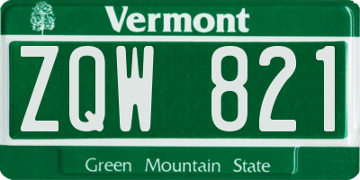 VT license plate ZQW821
