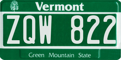 VT license plate ZQW822
