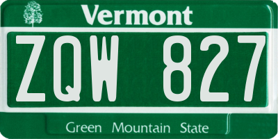 VT license plate ZQW827