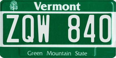 VT license plate ZQW840