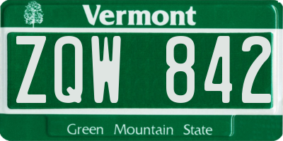 VT license plate ZQW842