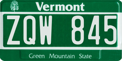 VT license plate ZQW845