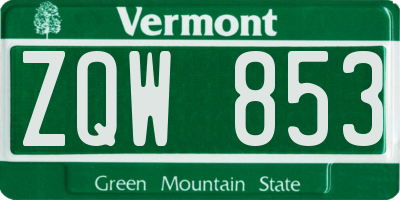 VT license plate ZQW853